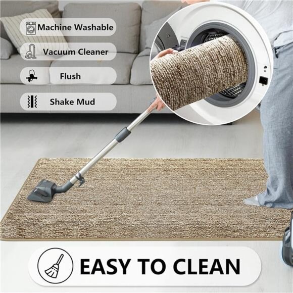 Indoor Doormat, Front Door Mat 24"x36" Absorbent Rubber Backing Non Slip Back - Picture 6 of 7